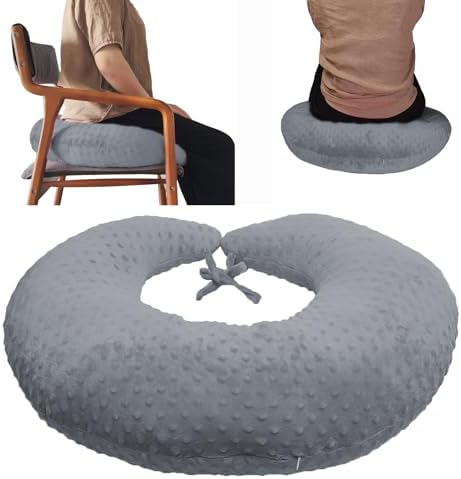 BBL Pillow After Surgery for Butt Sleeping, Brazilian Butt Lift Pillow Post Surgery Recovery for Sitting Sleeping Driving Donut Pillow for Woman Lumbar Back Cushion Seat Foam (Grey) by coceyese
