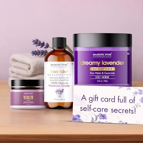 Majestic Pure Lavender Essential Oil & Body Scrub Set - Pack of 3 - Image 4