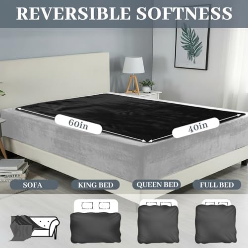 Tisancy Waterproof Gray Blanket for Dog Cat Puppy, 40'' x 60'' Double Side Leakproof Reversible Double Side Sherpa Flannel Fleece 3 Layer Lightweight Blanket, Absorb 25oz(BlackWhite), Machine Washable - Image 2