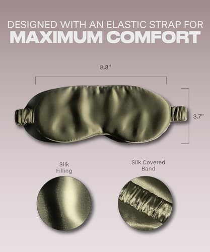 SUNDAYSILKS™ Exclusive Mulberry Silk Sleep Mask | Soft Eye Covers, Blackout Sleeping Mask for Women & Men | Silk Eye Mask for Sleep, Travel, and Relaxation | Antifaz para Dormir [Olive] - Image 6