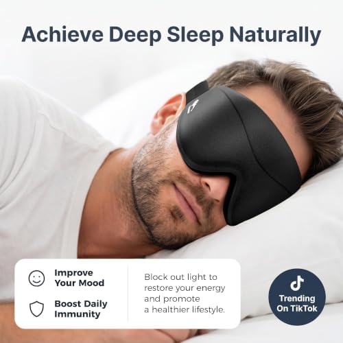 Sleep Mask for Men Women: 100% Blackout 3D Eye Mask for Sleeping Black - Image 6