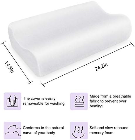 Premium Hypoallergenic Contour Pillowcase for Back and Side Sleepers Orthopedic Contour Pillows (24”x15”) Queen Size (1 Pillow (with Pillowcase) and 1 Extra Pillowcase) - Image 3