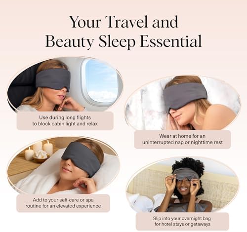 Kitsch Satin Sleep Mask | Eye Masks for Sleep - Charcoal Black - Image 6