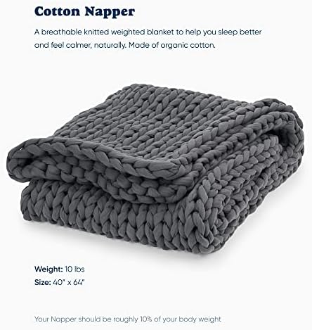 Bearaby Cotton Hand-Knit Weighted Blankets for Adults - Chunky Knit Blanket - Sustainable, Breathable, Organic, Cooling Weighted Blanket - Machine Washable (Asteroid Grey, 10 lbs, 40"x64") - Image 2