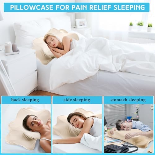 Hahafelt Cooling Cervical Neck Pillowcase,Champagne,Queen Size - Image 3