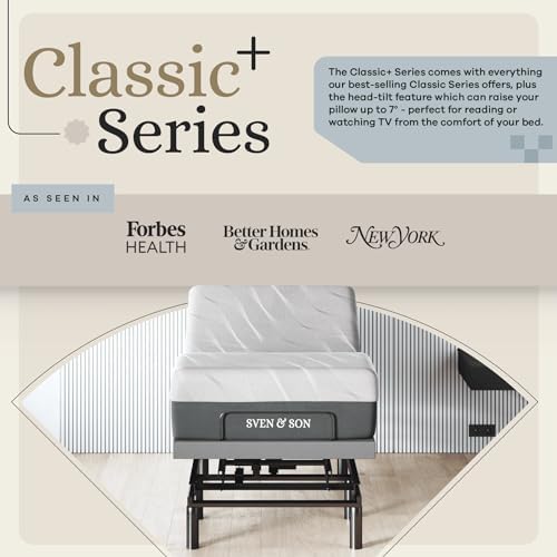 Sven & Son Harmony Adjustable Bed Base, Head and Foot Lift, Massage, Under-Bed Lights, USB, Gel Memory, Zero Gravity Smart Frame - Twin XL + 12 inch Memory Foam Matt (Medium) - Image 2