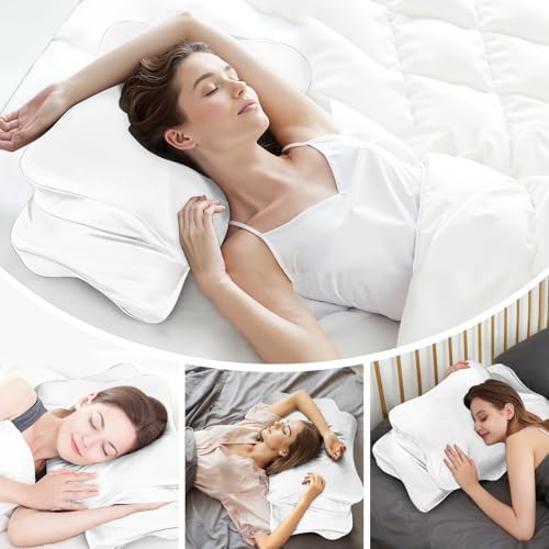 Thickened Satin Pillowcase, Elastic 16 * 24In Pillow Cover for Cervical Pillow or Memory Foam Pillows, Smooth & Soft Hair and Skin Friendly, Queen Size with Zipper White - Image 4