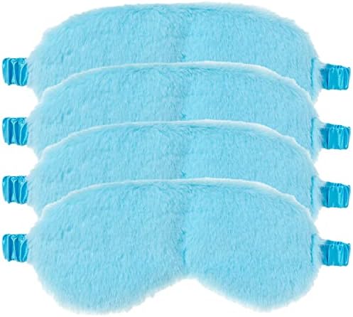 RAYNAG 4 Pack Plush Eye Mask Soft Sleeping Blindfold Eye Cover for Sleepover Gift Birthday Party Favors, Comfortable Silky Fabric on the Back, Cozy, Downy and Soft (Blue) by RAYNAG