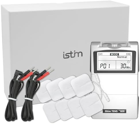 iStim Tens Unit Stimulator Machine - EV820 with 8 Electrodes Japanese Gel for Pain Management, Back Pain and Rehabilitation by iSTIM