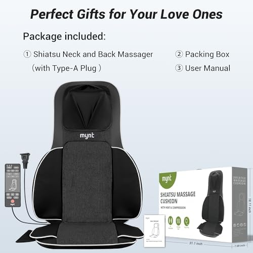 Mynt Shiatsu Neck Back Massager for Chair with 10 Deep Kneading Nodes Black - Image 7