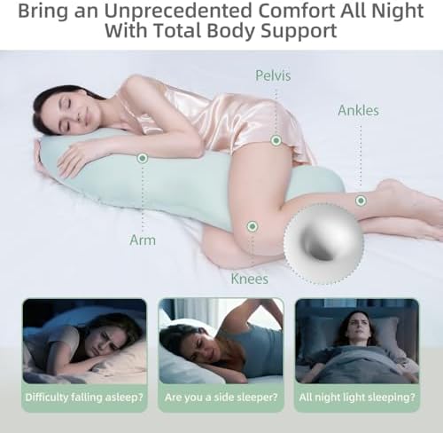 Body Pillows for Adults, Full Body Pillow for Side Sleepers, Long Body Pillow for Bed, Pea Pod Shape Long Pillow for Pregnancy Sleeping Full Body Support - Image 3
