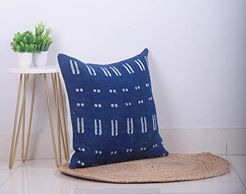 Trade Star Indigo Square Cushion Cover Handmade Sofa Pillowcase Hand Block Farmhouse Accent Cushion Cover Luxury Sofa Throw Pillow Cover for Living Decor (Indigo (Blossom), 18 X 18 Inch) - Image 2