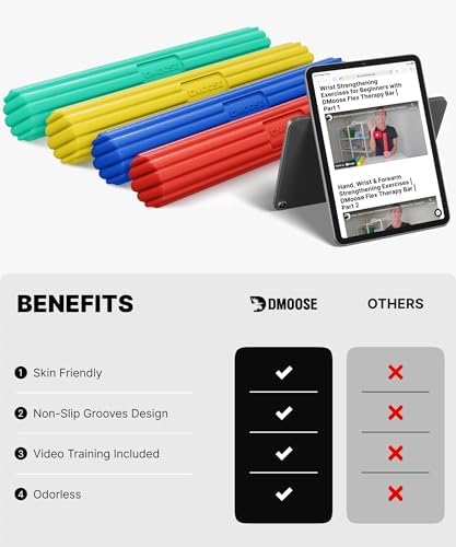 DMoose Fitness Flex Resistance Bar for Physical Therapy - Non-Slip Odorless Material, Exercise Bar for Tennis & Golfers Elbow Tendonitis Relief - Wrist and Forearm Strengthener & Grip Strength Trainer - Image 5