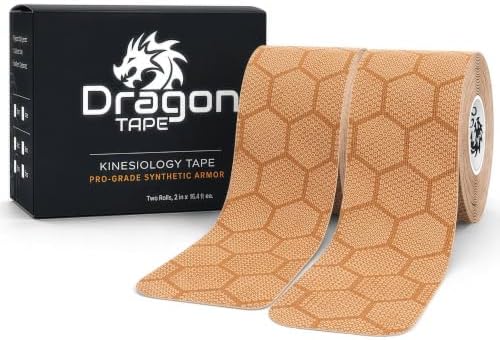 Dragon Tape Waterproof Kinesiology Tape, 20 Precut Strips Per Roll, Synthetic (Skin, Double Roll) by DRAGONTAPE