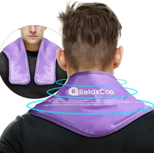 RelaxCoo Neck Ice Pack Wrap, Reusable Gel Ice Pack for Neck Shoulders, Cold Compress Therapy for Pain Relief, Injuries, Swelling, Bruises, Sprains, Inflammation and Cervical Surgery Recovery Purple-2 - Image 7