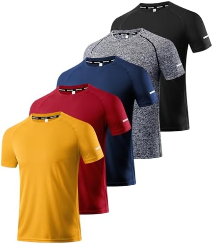 Boyzn 1, 3, 5 or 7 Pack Men's Workout Running Shirts, Dry Fit Moisture Wicking T-Shirt, Gym Athletic Short Sleeve Tee Shirts by Boyzn