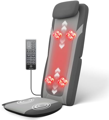 Snailax Back Massager for Full Back Pain Relief Deep Tissue, Long Track Dual 3D Shiatsu Rollers 3 Height Settings Foldable Massage Chair Pad with Heat, Vibration Heated Seat Cushion, Gifts for Mom Dad by Snailax