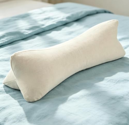 Buckwheat Pillows for Sleeping, Adjustable Buckwheat Hulls Neck Cervical Roll Pillow with Washable Cover, Home Office Travel Neck Pain Relief Lumbar Support, Tan 15 X 5 Inches by EDMILE