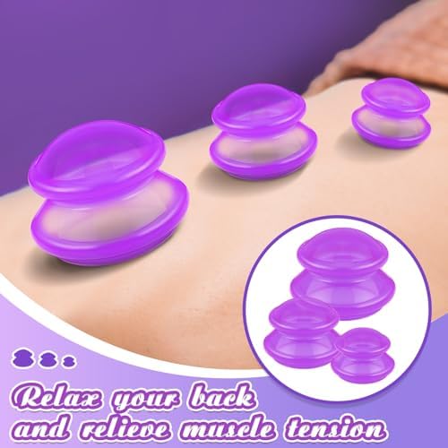 TrelaCo 6 Pcs Silicone Cupping Kit for Massage Therapy,Clear Purple - Image 5