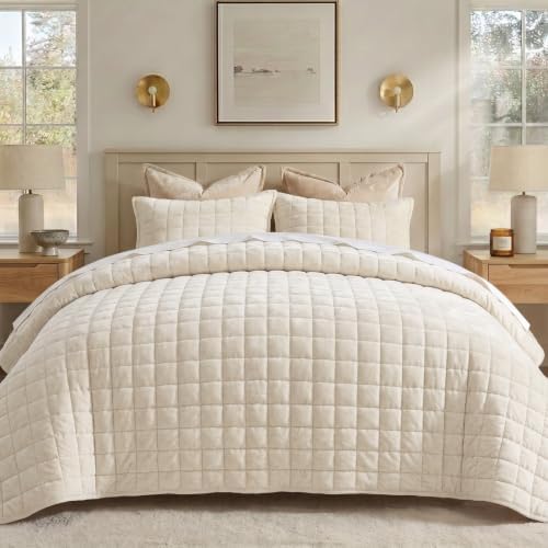 BEDELITE Velvet Quilt Set Queen Size, Luxury Velvet Comforter Bedding by BEDELITE