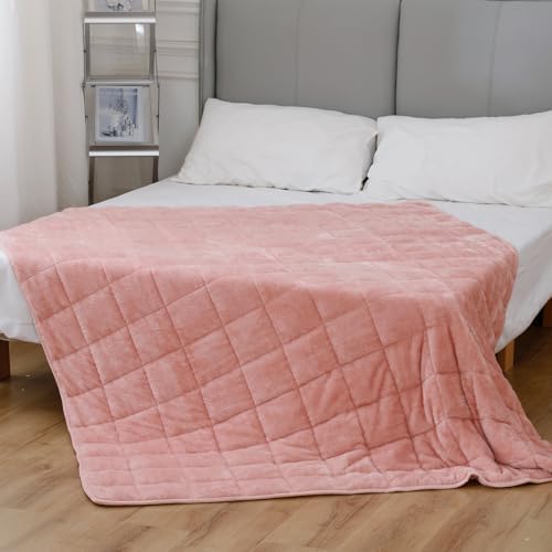 Weighted Blanket, Plush Fleece Blanket Ultra Soft - Fluffy Cozy Throw for Bed Couch Sofa, Warm Fuzzy Blanket for Adults (Pink, 48"x72" 15 lbs) - Image 4