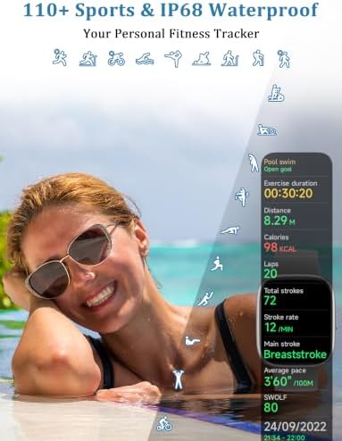 LODIMEKE Smart Watch, Alexa Built-in, Answer/Make Calls 44mm Smartwatch Women Men, 1.83" Sports Watch IP68 Waterproof, Heart Rate Sleep Stress Monitor, Step Counter Watch for Android & iOS Phone - Image 6