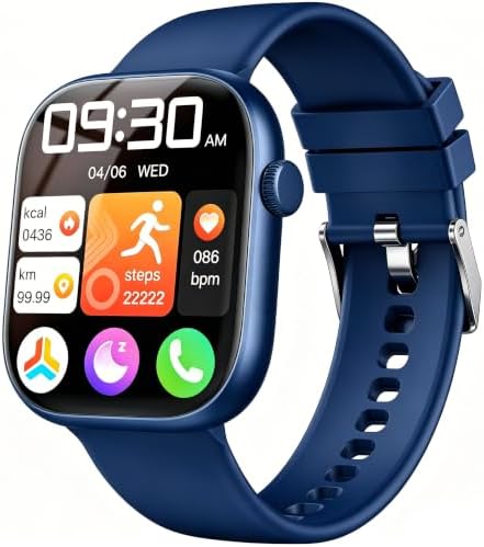 Smart Watch for Women Men, Fitness and Sleep Trackers with 1.83" HD Touchscreen, Bluetooth Calling Smartwatch for Android/iOS, IP67 Waterproof Multi-Sport Modes Pedometer, Navy Blue by KIPTUMTEK