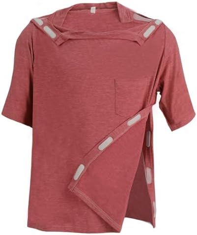 Unisex Post Shoulder Surgery Shirts Recovery Tear Away Short Sleeve Chemo Clothing with Stick On Fasteners, Convenient by Makeyourlifebetter