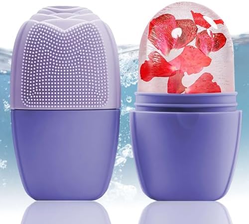 XHJRI Ice Face Roller Massager,Ice Cube Roller for Face, Eyes and Neck Naturally Conditioning and Skin Care,De-Puff Eye Bags,Reduce Migraine Pain,Reusable Massage Silicone Ice Mold (New Purple) by XHJRIBringyourbabybestlif