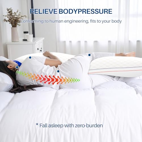 YZ HOME Long Body Pillow for Adults - Insert with Shredded Blue Memory Foam - Image 3