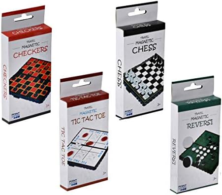 Point Games Travel Board Game Set - Bundle Pack of 4 Classic Magnetic Games, Stocking Stuffers for Kids Includes Individual Boards & Pieces - Image 4