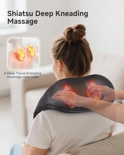 Snailax Shiatsu Neck Massager with Heat, Deep Tissue Shoulder Back Massager - Image 2
