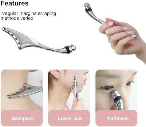 Professional Stainless Steel Gua Sha & Face Roller Set - 2 in 1 Dual-Sided Cooling Facial Massage Tools for Face Lifting, Puffiness Relief & Skincare - Spa Quality Beauty Accessories - Image 2