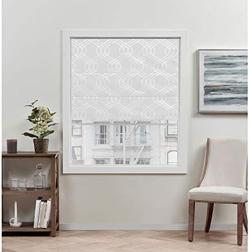 Exclusive Home Prague Trellis 100% Blackout Roman Shade, 27"x64", White by Chaps