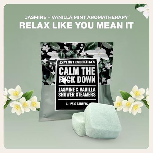 Explicit Essentials Calm The F Down Shower Steamers | Jasmine Vanilla Aromatherapy Shower Steamers for Relaxation & Stress Relief | Spa Shower Gift for Self-Care, Birthdays & Holidays - Image 5