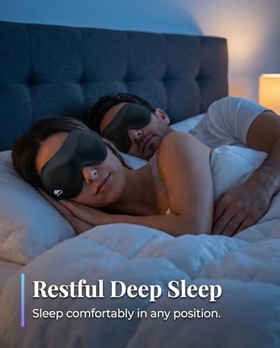 Eye Masks for Sleep Light Blocking: Lightweight 3D Contoured Sleep Mask for Men - Zero Pressure Blindfold Airplane Travel Essentials - Perfect for Night Shift Meditation College Dorm (Black) - Image 2