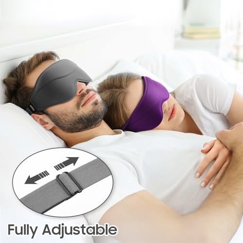 Sleep Mask - Total Blackout 3D Sleeping Mask, Super Lightweight & Silky Soft Eye Mask for Sleeping, Fully Adjustable Fit for Home, Office, Traveling, Meditation, Yoga, Gray, Mothers Day Gifts - Image 5