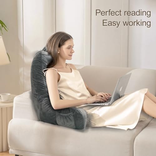 Reading Pillow for Sitting in Bed Adult, Bed Rest Sitting Pillow with Arms, Removable Velvet Cover, Relaxing/Gaming/Lounge/tv Pillow - Image 3