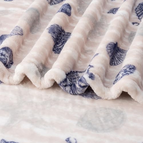Berkshire Blanket-Classic Heavyweight Warm Soft Printed VelvetLoft® Plush Blanket, King Size Soft Fuzzy Blanket for Couch Sofa Bed, Classic Shells Navy, 90in x 108in - Image 6