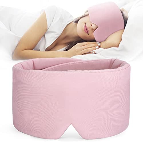 FRESHME Cotton Sleep Mask Blackout - Handmade Eye Mask for Sleeping Eye Shade Cover Sleep Mask for Women Men Girl Soft and Breathable Adjustable Blinder Light Blocking Pink Airplane with Travel Pouch by FRESHME