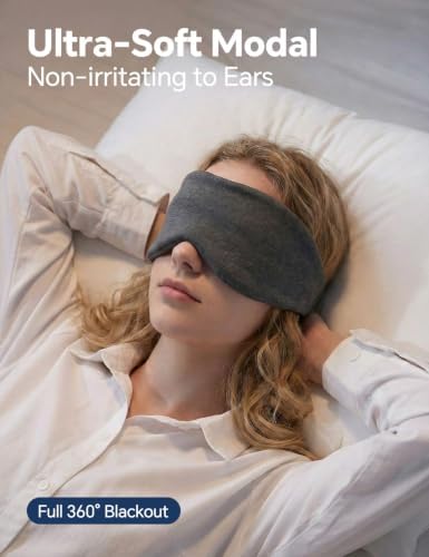 Sleep Mask for Women and Men, Soft Modal Blackout Eye Mask with Ear Coverage, Zero Pressure Blindfold for Side Sleepers, Adjustable Strap, Travel Essentials - Image 4