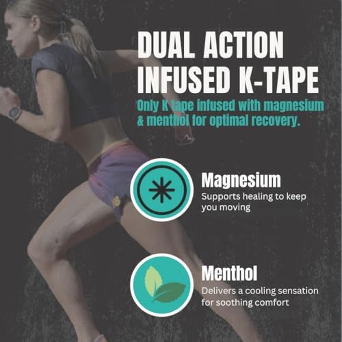 Heali Kinesiology Tape with Magnesium and Menthol, 20 Pcs Precut Strips, K Tape Roll, Knees, Physical Therapy Sports Tape for Knees, Joints & Muscles, Water Resistant, Black Zebra - Image 4