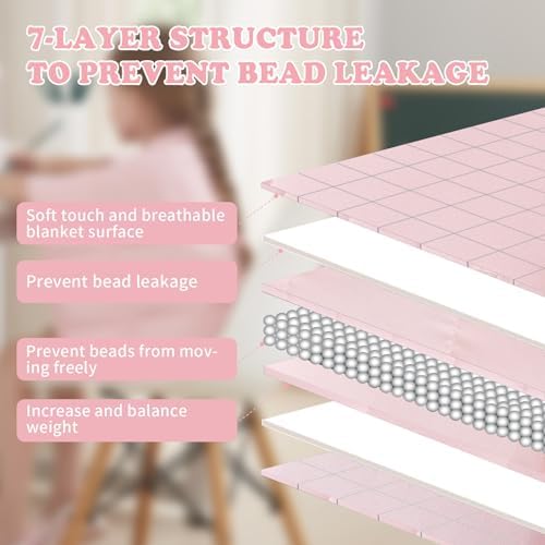 Weighted Blanket - 2 lbs Pink Heavy Blanket, 20"x30", Small Size Breathable Lap Blanket - Image 5