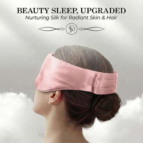 SLEEP SANCTUARY 100% Pure Mulberry Silk Sleep Mask - 22 Momme Light Blocking Hook & Loop Silk Eye Mask for Sleeping - Secure Fit for Side Sleepers, Women & Men - Cloud Soft (Pink) - Image 7