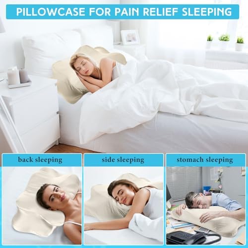 Hahafelt Cooling Cervical Neck Pillowcase,Beige,Queen Size - Image 6