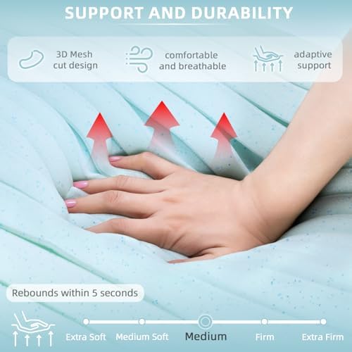 Cervical Neck Pillow for Neck Pain Relief, Neck Support Pillows for Sleeping, Contour Memory Foam Pillow with Cooling Pillowcase, Orthopedic Pillow for Side Back Stomach Sleeper, Medium Soft - Image 3