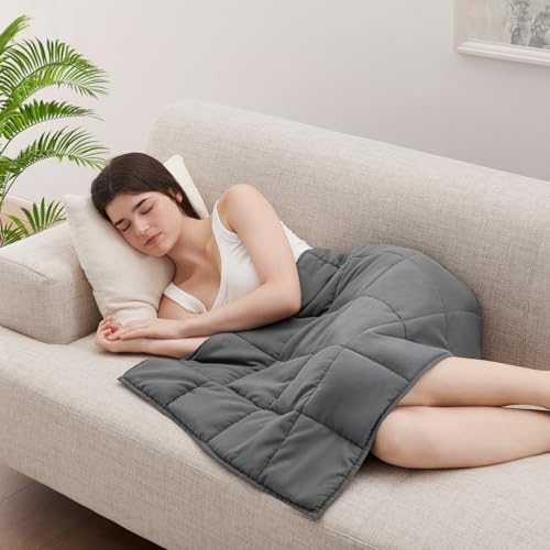 L'AGRATY Weighted Lap Blanket 7lb: Small Weighted Blankets for Adults Portable Travel - Cooling Pad Blanket for Relaxation Sleeping - Cozy Lap Washable All-Season(29" x 24") by LAGRATY
