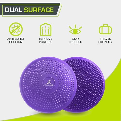 ProsourceFit Core Balance Disc, Inflatable Wobble Cushion with Hand Pump, Dual-Textured Non-Slip Surface for Core, Balance, and Stability Training, 14-inch - Image 3