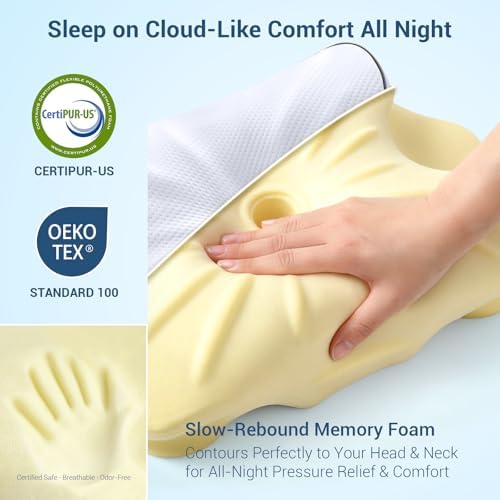 AZBESTPRO Memory Foam Cervical Pillow for Neck Support & Pain Relief, Butterfly Ergonomic Design – 24×15.75×5.7 Inches, Removable 100% Polyester Pillowcase, Suitable for Side & Back Sleepers (Grey) - Image 4