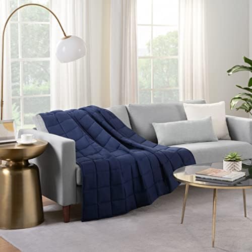 SERTA Zen Rest Wrinkle Resistant Adult Heavy Weighted Throw Blanket Filled with Glass Beads, 15 lbs (60 in x 80 in), Navy - Image 2